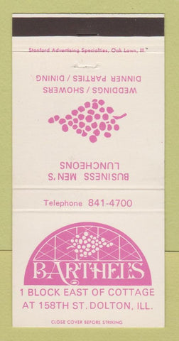 Matchbook Cover - Barthel's Restaurant Dolton IL 30 Strike