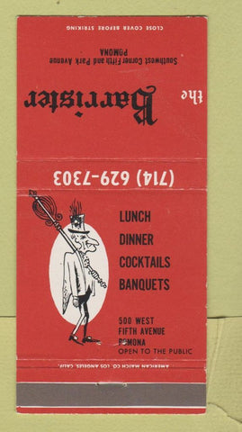Matchbook Cover - Barrister Restaurant Pomona CA 30 Strike