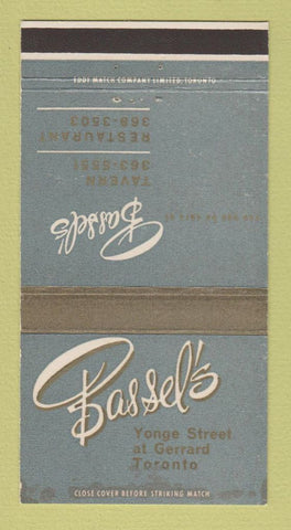 Matchbook Cover - Bassel's Restaurant Toronto ON 30 Strike