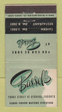 Matchbook Cover - Bassel's Restaurant Toronto ON 30 Strike