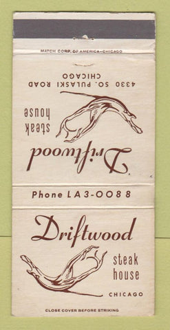 Matchbook Cover - Driftwood Steak House Chicago IL WEAR 30 Strike