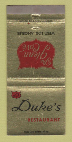 Matchbook Cover - Duke's Restaurant West Los Angeles CA WEAR 30 Strike