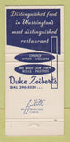 Matchbook Cover - Duke Zeibert's Restaurant Washington DC 30 Strike