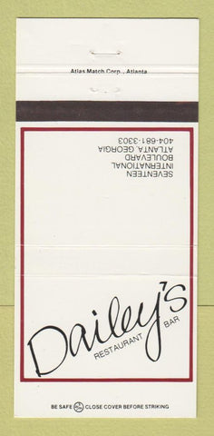 Matchbook Cover - Dailey's Restaurant Bar Atlanta GA 30 Strike
