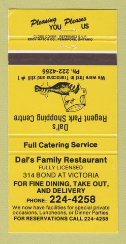 Matchbook Cover - Dal's Family Restaurant Canada 30 Strike