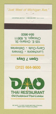Matchbook Cover - DAO Thai Restaurant Chicago IL 30 Strike