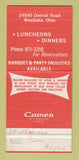 Matchbook Cover - Dover Chalet Restaurant  Westlake OH 30 Strike