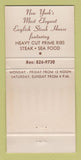 Matchbook Cover - Downing Square Restaurant New York City WEAR 30 Strike