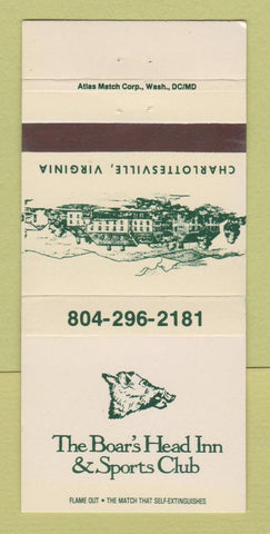 Matchbook Cover - Boar's Head Inn Sports Club Charlottesville VA 30 Strike