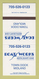 Matchbook Cover - Boat Works Restaurant Bar Midland ON SAMPLE 30 Strike