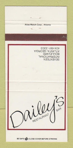 Matchbook Cover - Dailey's Restaurant Bar Atlanta GA 30 Strike