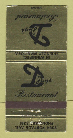 Matchbook Cover - D Jay's Restaurant Winnipeg MB WEAR 30 Strike