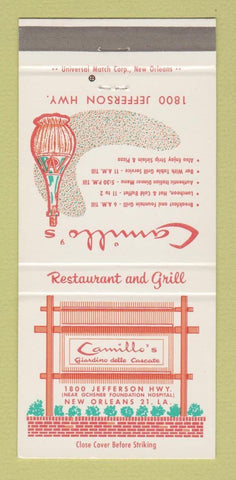 Matchbook Cover - Camillo's Restaurant New Orleans LA 30 Strike