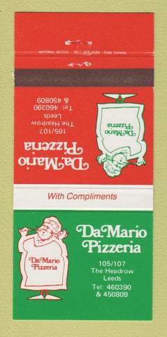 Matchbook Cover - Da Mario Pizza Leeds UK The Headrow 30 Strike