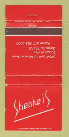 Matchbook Cover - Shenkels Restaurant Sarasota FL WEAR 30 Strike