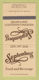 Matchbook Cover - Septembers Restaurant New Haven CT 30 Strike
