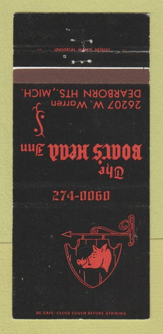Matchbook Cover - Boar's Head Inn Dearborn Heights MI WEAR 30 Strike