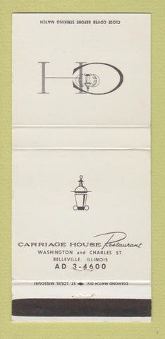 Matchbook Cover - Carriage House Restaurant Belleville IL 30 Strike