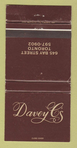 Matchbook Cover - Davey C's Toronto ON WEAR 30 Strike