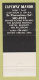 Matchbook Cover - Capeway Manor Brockton MA 30 Strike