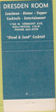 Matchbook Cover - Dresden Room Restaurant Hollywood CA 30 Strike