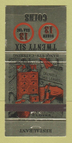 Matchbook Cover - Twenty Six Coins Restaurant Seattle WA 30 Strike