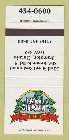 Matchbook Cover - 52nd Street Restaurant Brampton ON 30 Strike