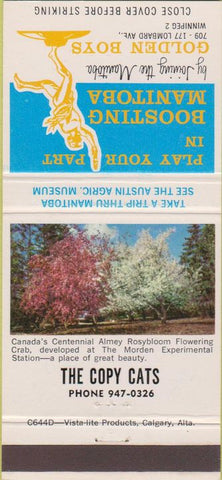 Matchbook Cover - The Copy Cats Boost Manitoba MB Canada 30 Strike