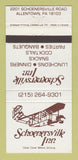 Matchbook Cover - Schoenersville Inn Allentown PA 30 Strike