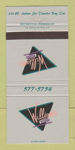 Matchbook Cover - Williams Restaurant Thunder Bay ON 30 Strike