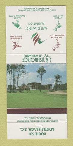 Matchbook Cover - Wishbones Wild Wing Plantation Myrtle Beach SC 30 Strike