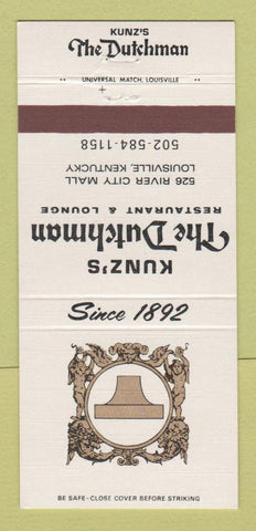 Matchbook Cover - Kunz's The Dutchman Louisville KY 30 Strike