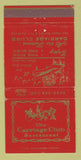 Matchbook Cover - The Carriage Club Restaurant Teaneck NJ 30 Strike