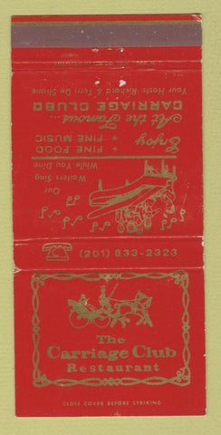 Matchbook Cover - The Carriage Club Restaurant Teaneck NJ 30 Strike