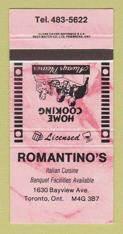 Matchbook Cover - Romantino's Italian Restaurant Toronto ON 30 Strike