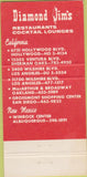 Matchbook Cover - Diamond Jim's Restaurant Hollywood CA 30 Strike