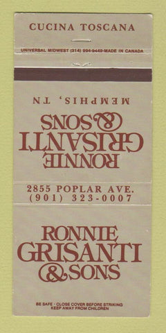 Matchbook Cover - Ronnie Grisanti & Sons Memphis TN 30 Strike