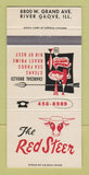 Matchbook Cover - The Red Steer Restaurant River Grove IL 30 Strike
