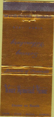 Matchbook Cover - Knee Funeral Home Wilkinsburg PA Memorial 30 Strike