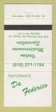 Matchbook Cover - Ristorante Da Federico Melville NY 30 Strike