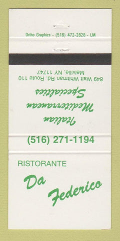 Matchbook Cover - Ristorante Da Federico Melville NY 30 Strike