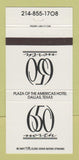 Matchbook Cover - 650 North Dallas TX 30 Strike