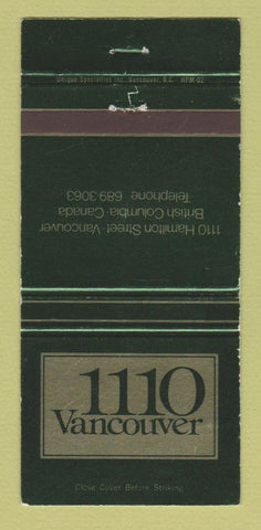 Matchbook Cover - 1110 Vancouver BC WEAR 30 Strike