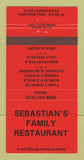Matchbook Cover - Sebastian's Family Restaurant  Fairview Park OH 30 Strike