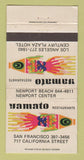 Matchbook Cover - Yamato Restaurants San Francisco Los Angeles CA 30 Strike