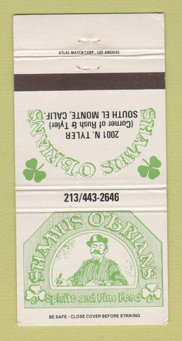 Matchbook Cover - Shamus O'Brian's Restaurant El Monte CA 30 Strike