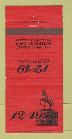 Matchbook Cover - 1249 West Restaurant Waterbury CT 30 Strike