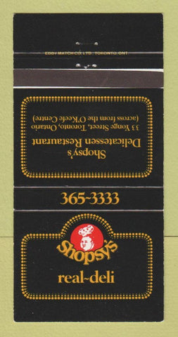 Matchbook Cover - Shopsy's Deli Toronto ON 30 Strike