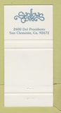 Matchbook Cover - Swallows Cove Restaurant San Clemente CA 30 Strike