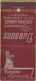 Matchbook Cover - Dubson's Restaurant Brooklyn NY 30 Strike